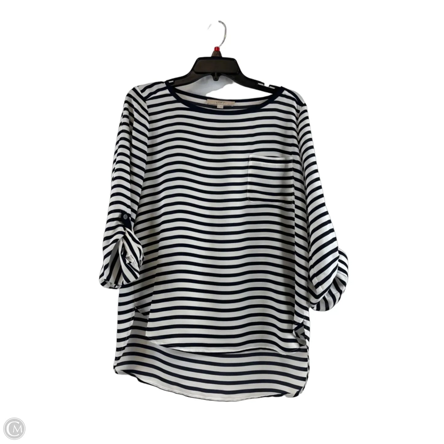 Top 3/4 Sleeve Basic By Loft In Striped Pattern, Size: S
