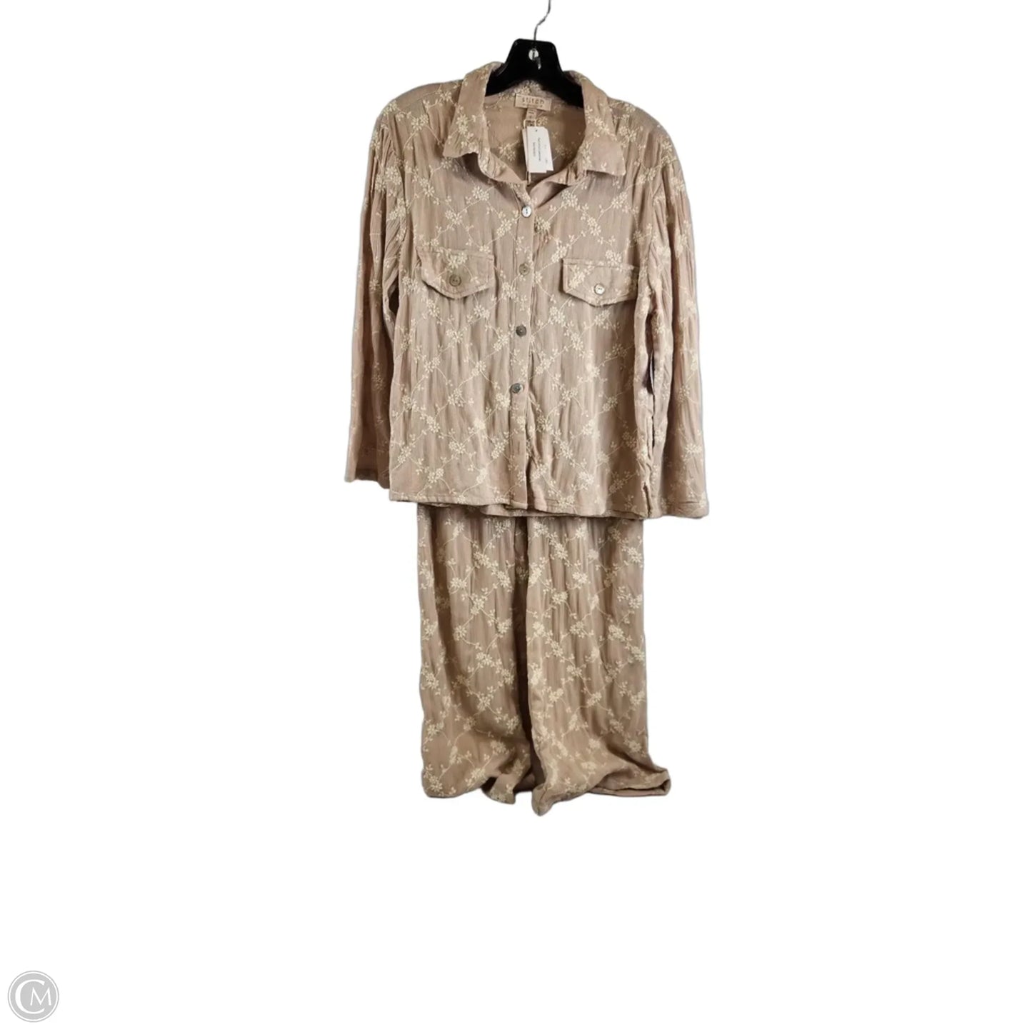 Top 2pc Long Sleeve By Clothes Mentor In Tan, Size: S
