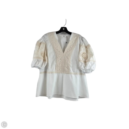 Top Short Sleeve By Kaktus In Ivory, Size: Xl