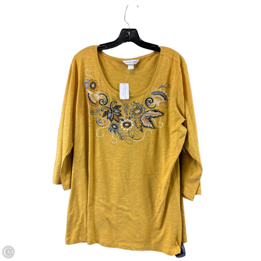 Top 3/4 Sleeve By Christopher And Banks In Yellow, Size: Xl