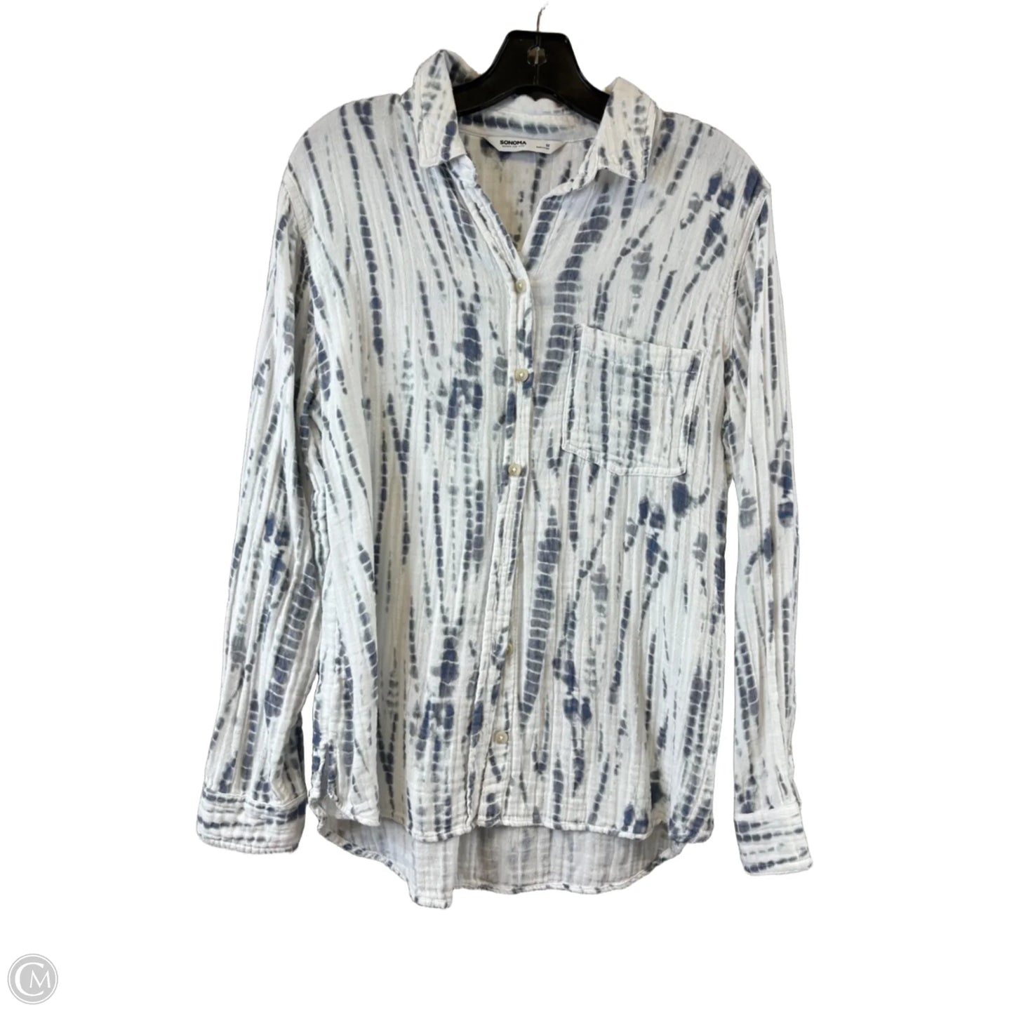 Top Long Sleeve By Sonoma In Blue & White, Size: M