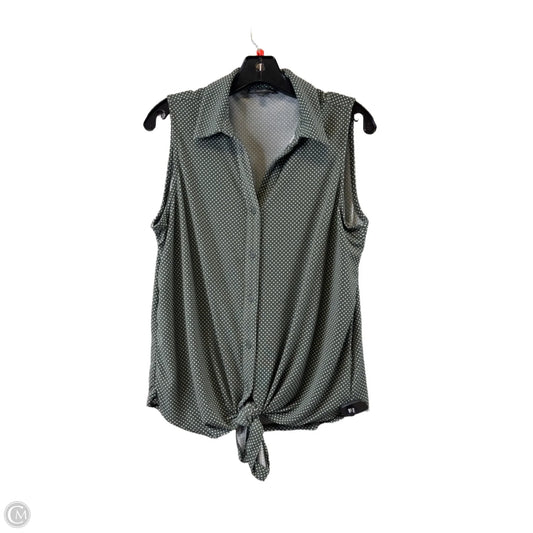 Top Sleeveless Basic By Adrianna Papell In Green & White, Size: M
