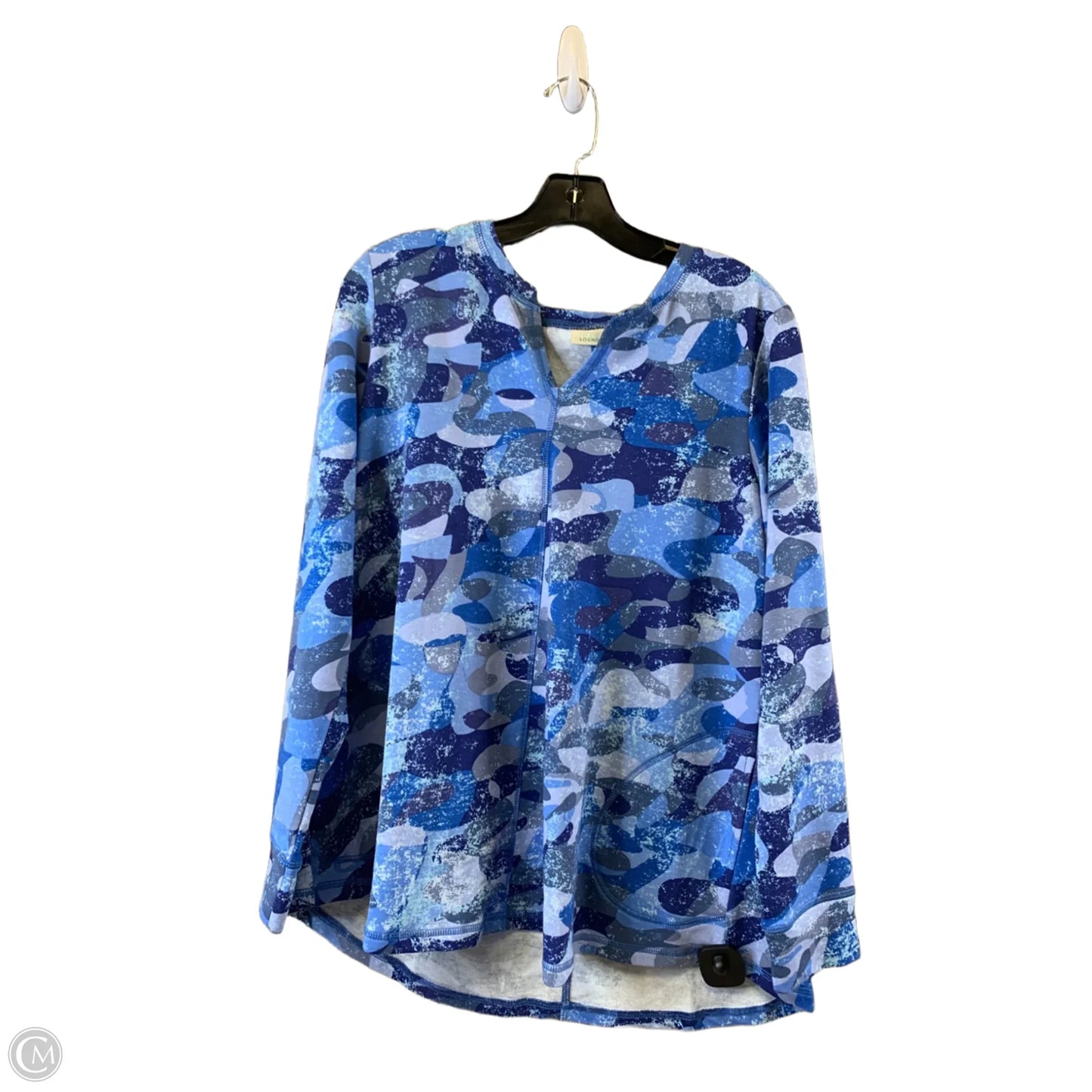Top Long Sleeve By Logo In Blue, Size: M
