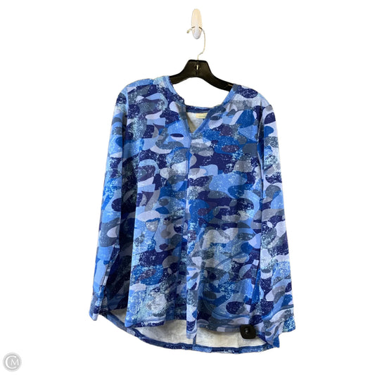 Top Long Sleeve By Logo In Blue, Size: M