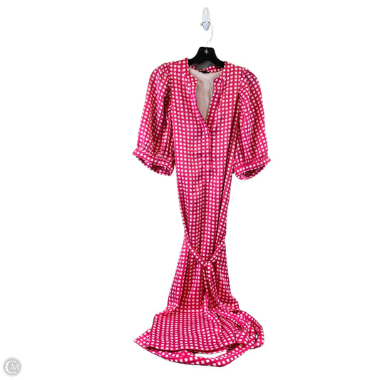 Dress Casual Midi By Ann Taylor In Pink & White, Size: L