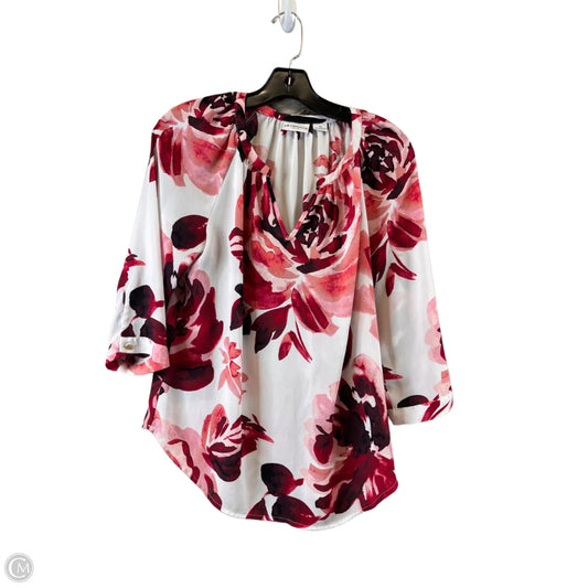 Top 3/4 Sleeve By Liz Claiborne In Red & White, Size: Sp
