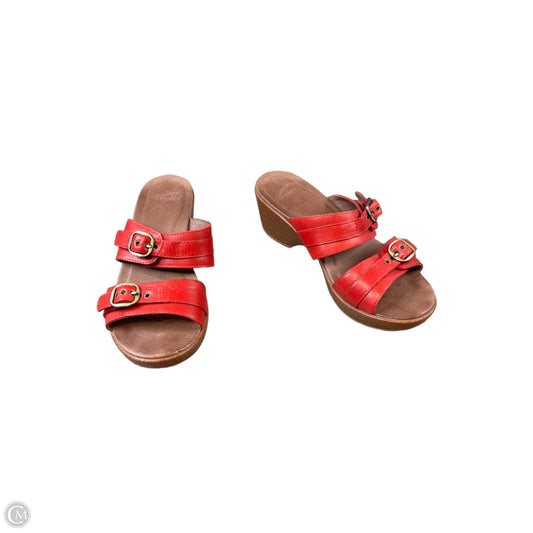 Sandals Heels Block By Dansko In Red, Size: 7.5