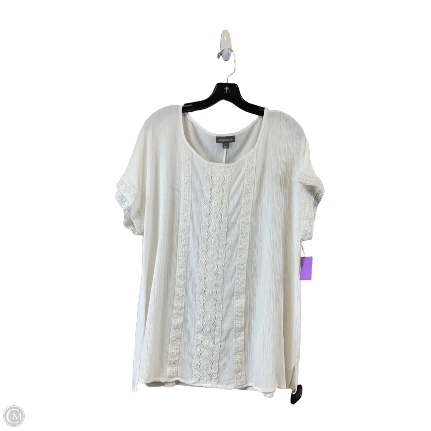 Top Short Sleeve Basic By Style And Company In White, Size: Xl