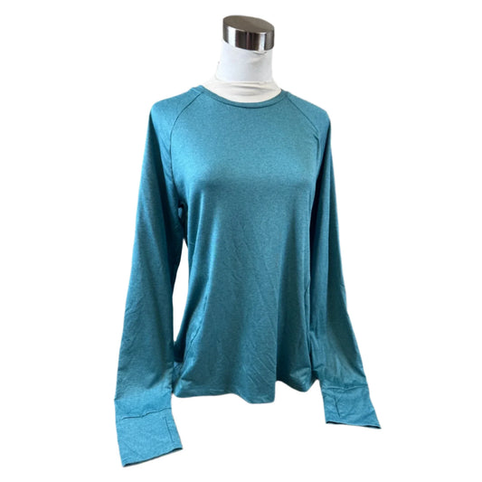 Athletic Top Long Sleeve Crewneck By Athletic Works In Aqua, Size: L
