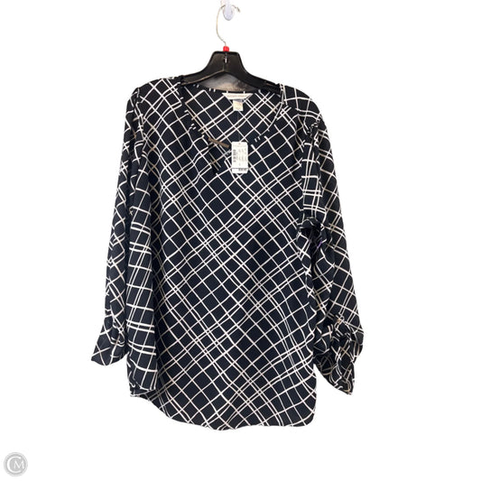 Top 3/4 Sleeve By Christopher And Banks In Black & White, Size: L