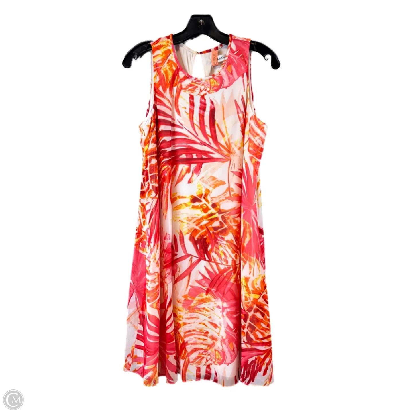 Dress Casual Midi By Calvin Klein In Orange & White, Size: M