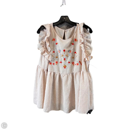 Top Short Sleeve By Shein In Beige, Size: Xl