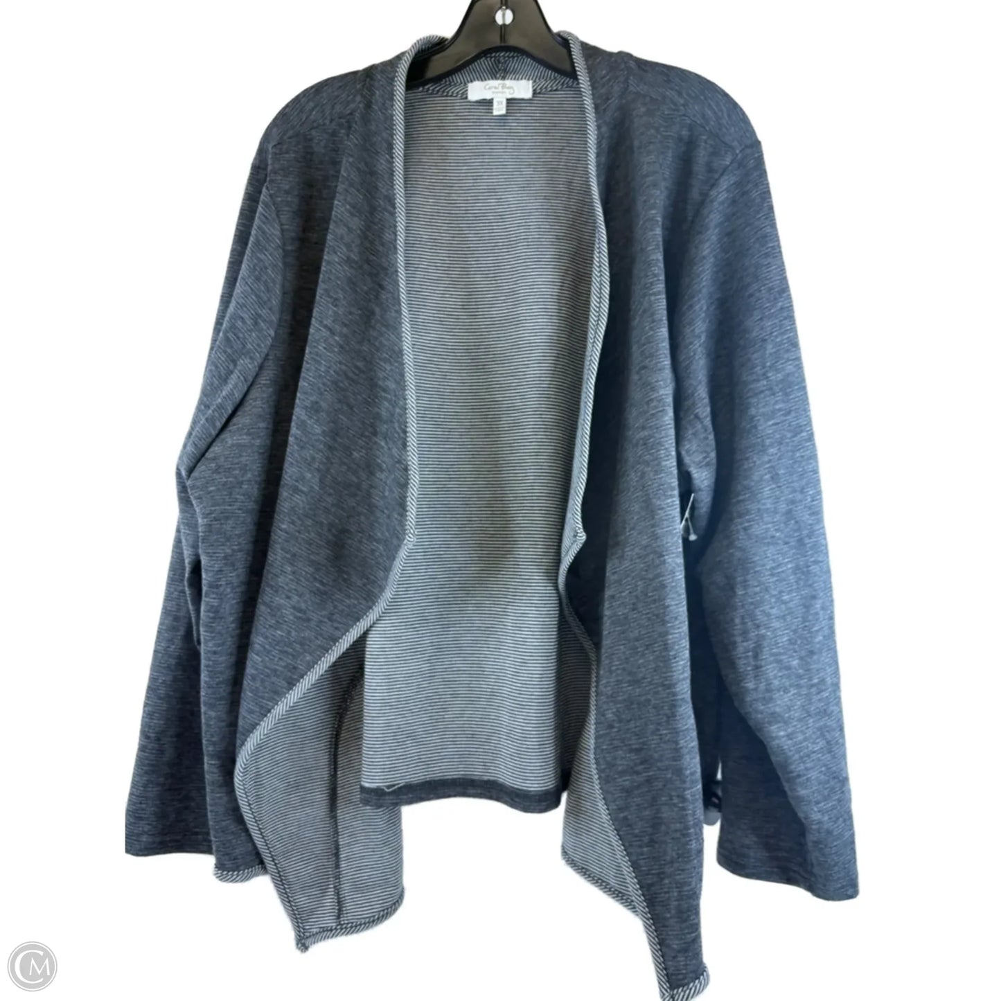 Cardigan By Coral Bay In Grey & White, Size: 3x