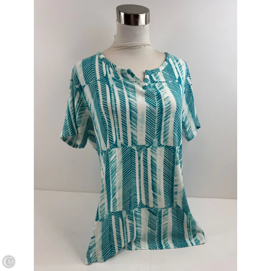 Top Short Sleeve By Chicos In Blue & White, Size: L