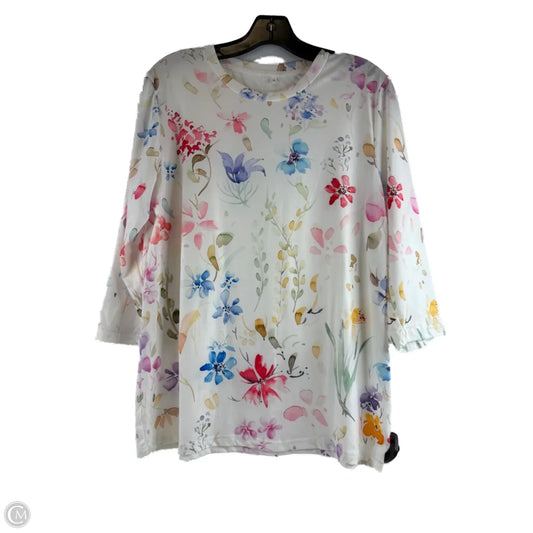 Top 3/4 Sleeve By Clothes Mentor In Pink & White, Size: M