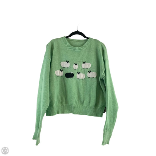Sweater By Clothes Mentor In Green & White, Size: M