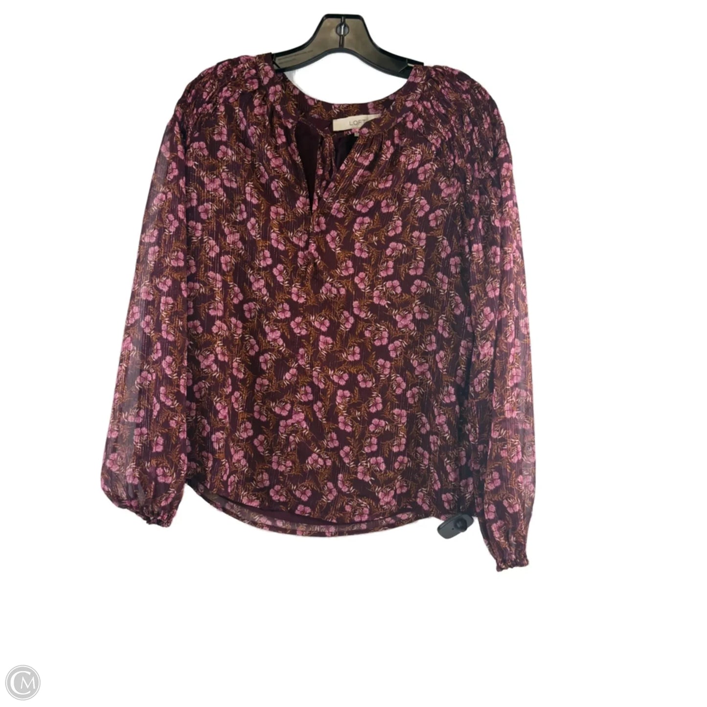 Top Long Sleeve By Loft In Maroon, Size: Xs