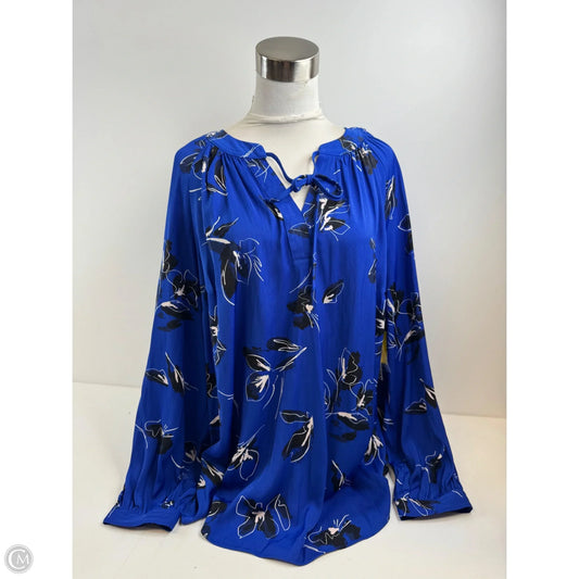 Top Long Sleeve By Nine West Apparel In Blue & White, Size: 1x