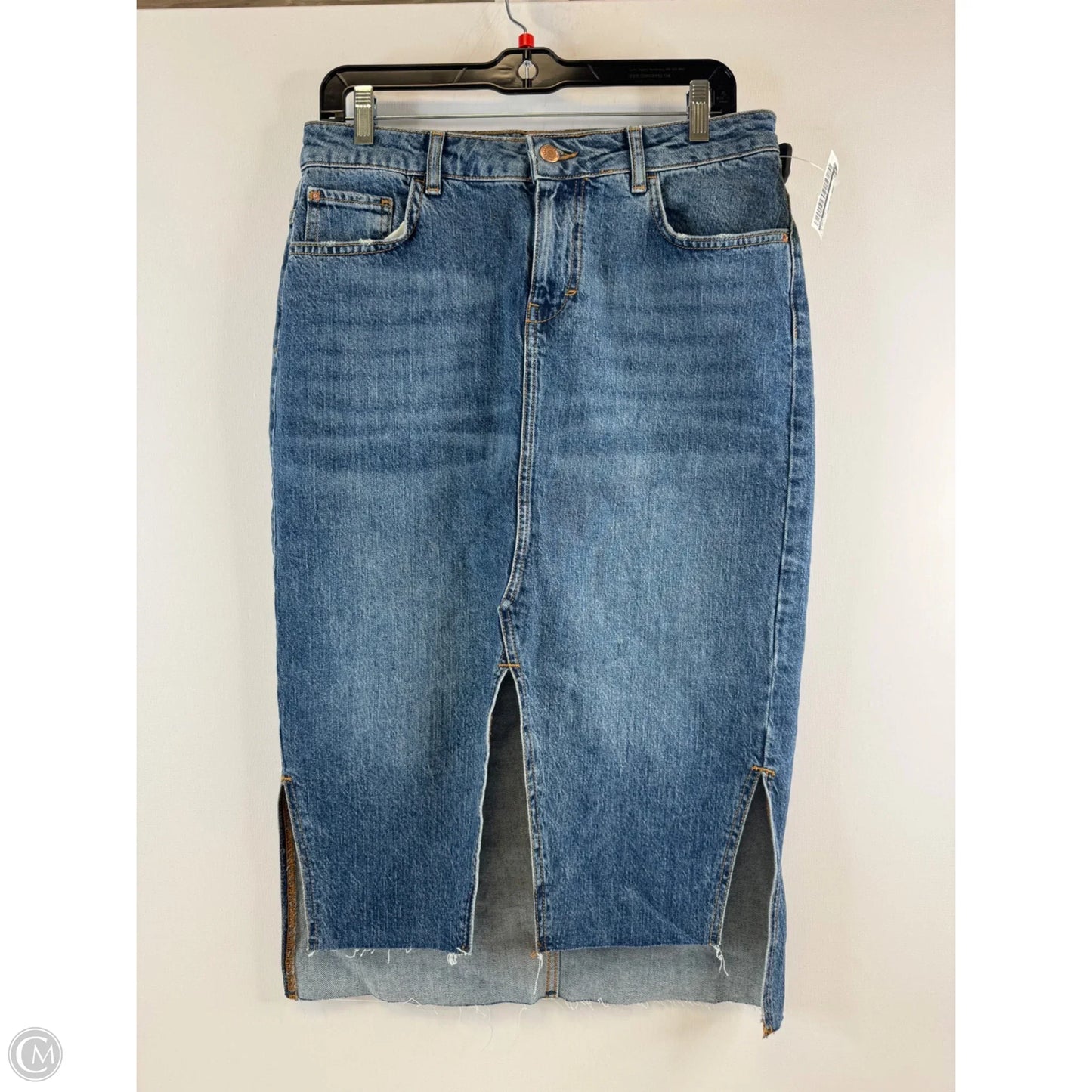 Skirt Midi By Zara In Blue Denim, Size: 12