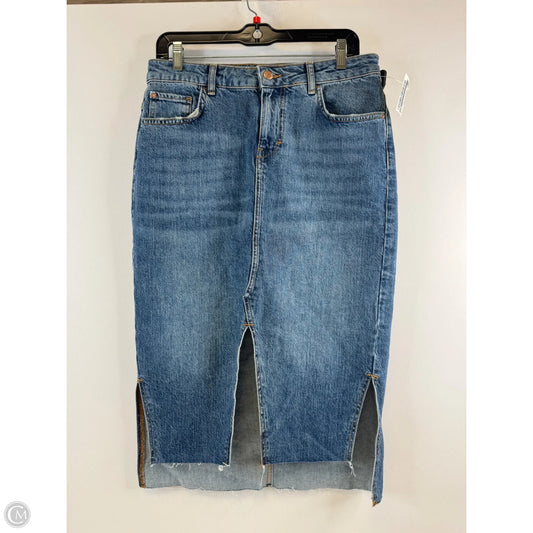 Skirt Midi By Zara In Blue Denim, Size: 12