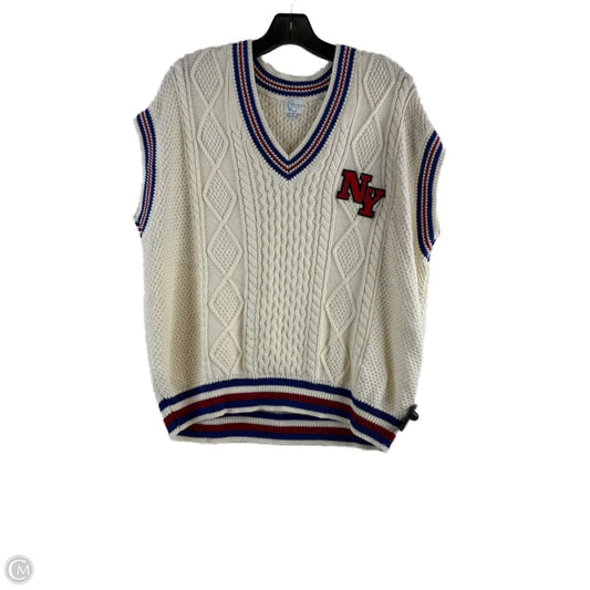 Sweater Short Sleeve By Blue Rain In Cream & Red, Size: M