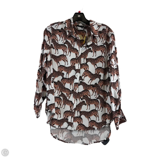 Top Long Sleeve By Jane And Delancey In Orange & White, Size: M