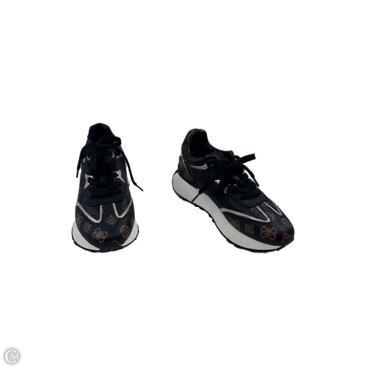 Shoes Sneakers By Guess In Black & Gold, Size: 8