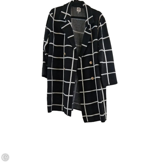 Sweater Cardigan By Anne Klein In Black & White, Size: 1x