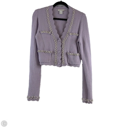 Sweater Cardigan By House Of Harlow In Purple & White, Size: S