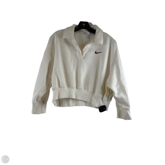 Athletic Top Long Sleeve Collar By Nike Apparel In Cream, Size: M