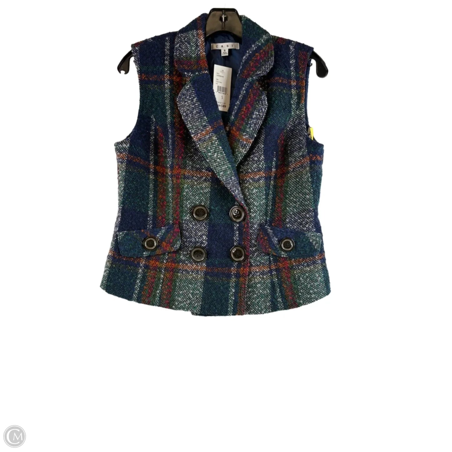 Vest Sweater By Cabi In Blue & Orange, Size: S