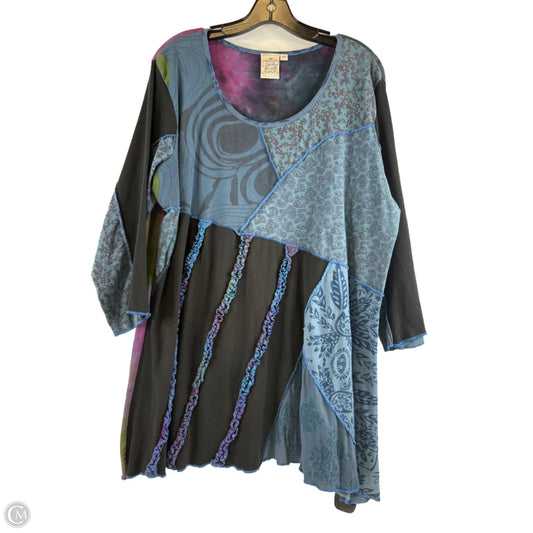 Top Long Sleeve By Parsley & Sage In Black & Blue, Size: 2x