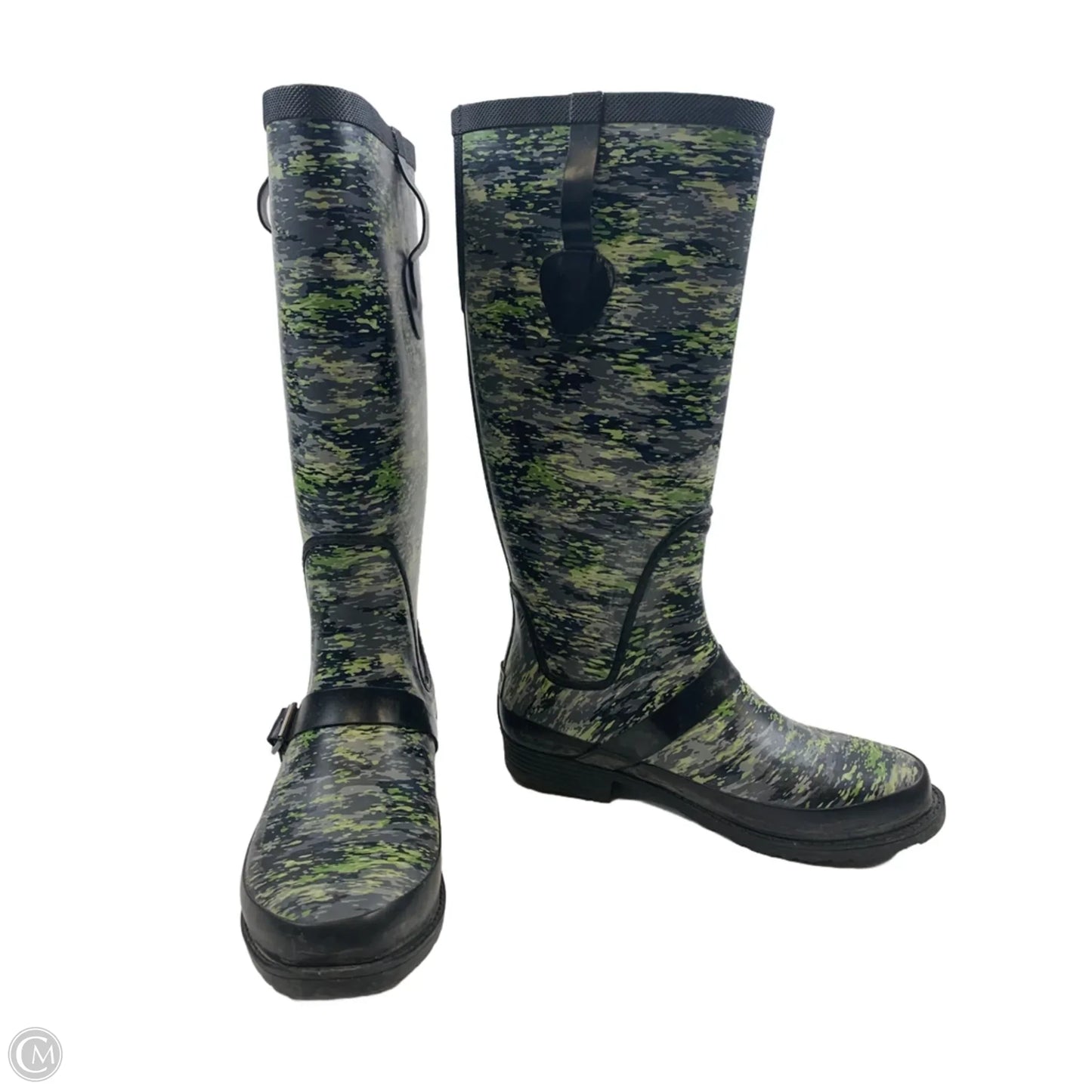 Boots Rain By L.l. Bean In Green & Grey, Size: 8