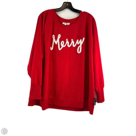 Sweatshirt Crewneck By Workshop In Red & White, Size: 3x