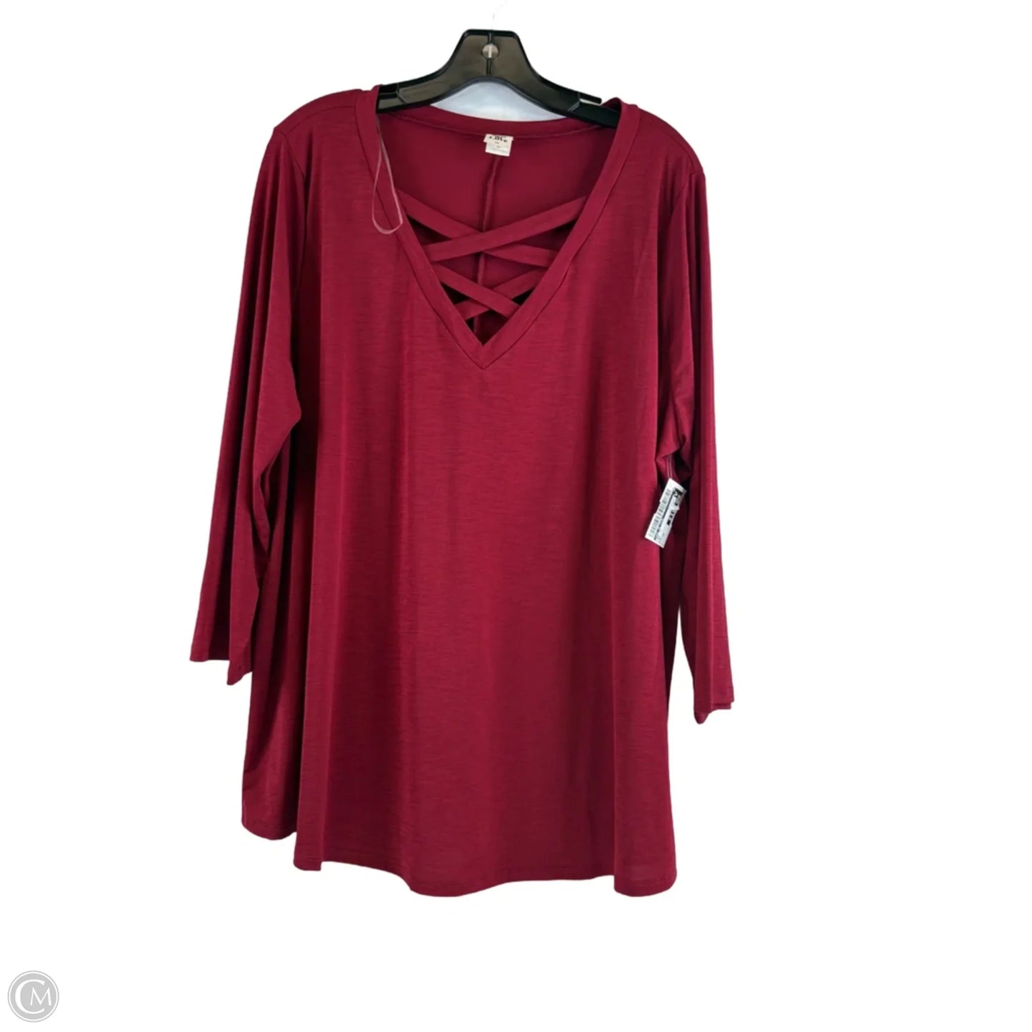 Top Long Sleeve By Sew In Love In Red, Size: 3x