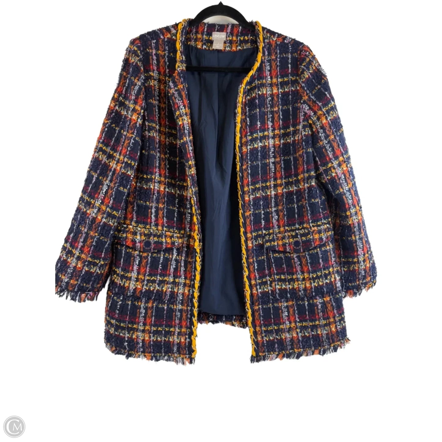 Blazer By Chicos In Blue & Orange, Size: L