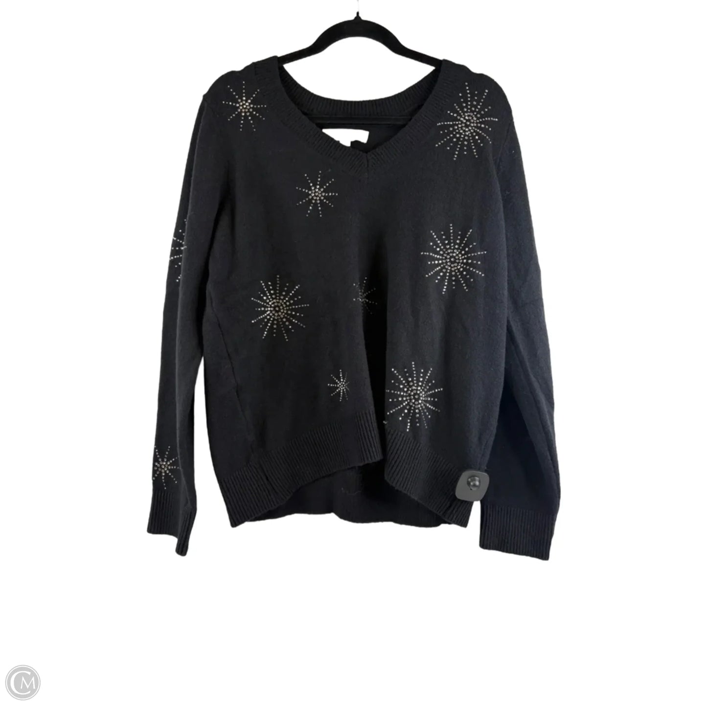 Sweater By Loft In Black & Silver, Size: M