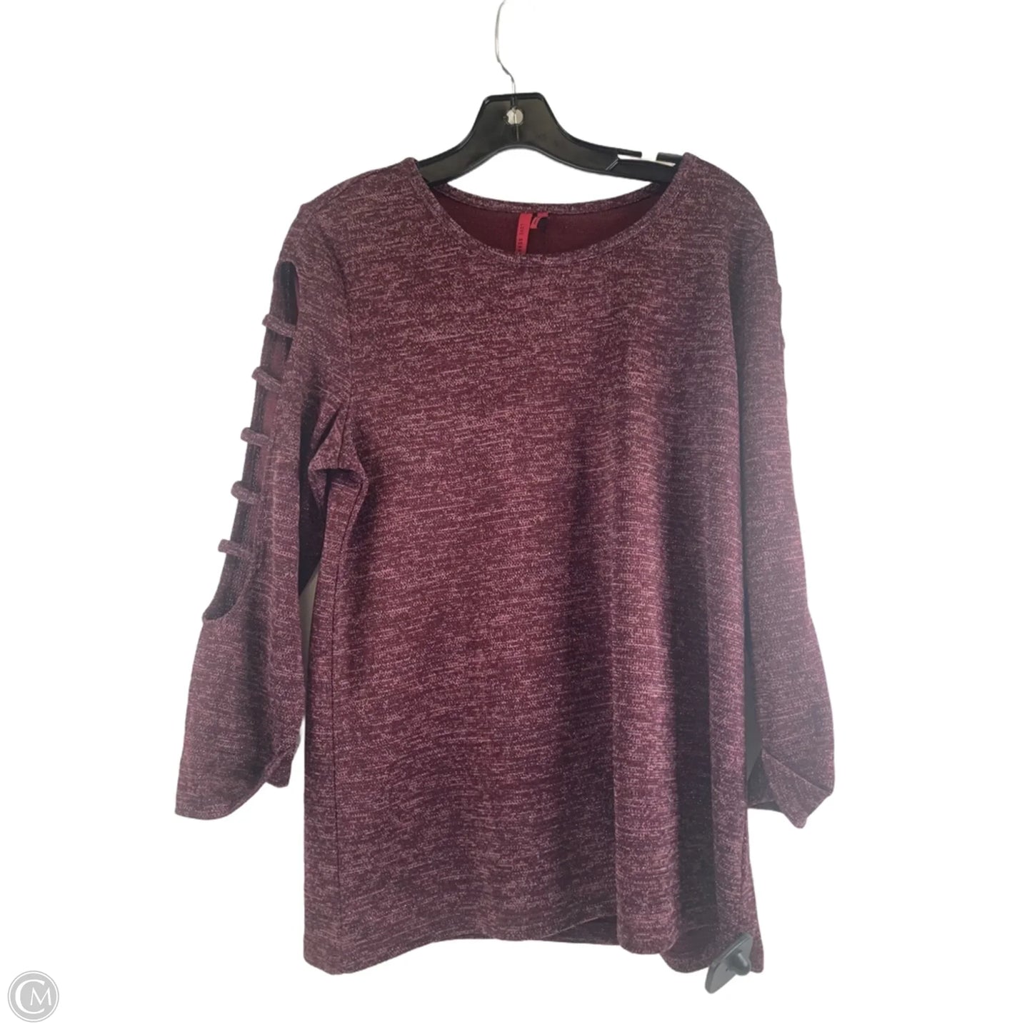 Top Long Sleeve By Love Scarlett In Red & Silver, Size: L