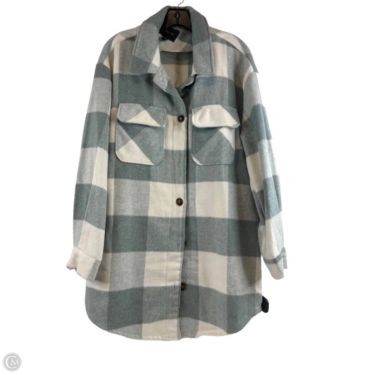 Jacket Shirt By Love Tree In Blue & White, Size: M