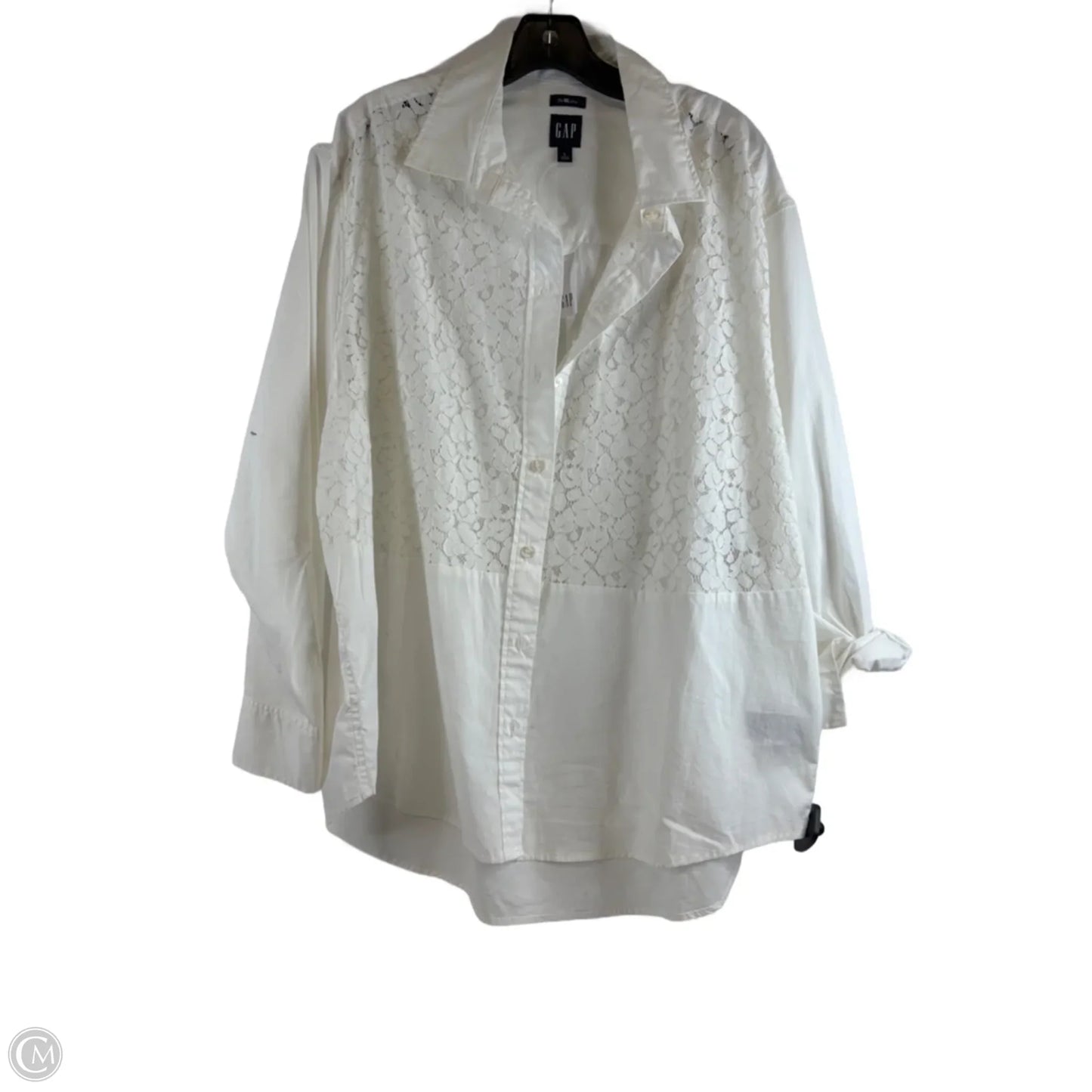 Top Long Sleeve By Gap In White, Size: L