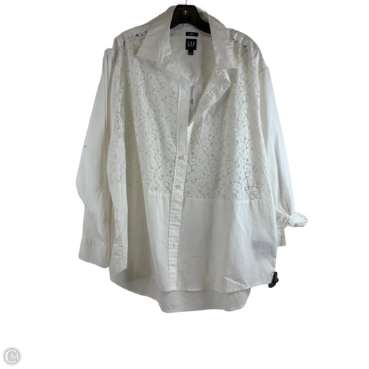 Top Long Sleeve By Gap In White, Size: L
