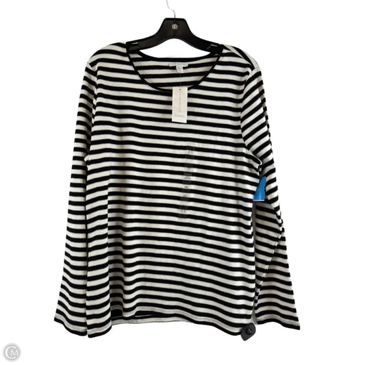 Top Long Sleeve Basic By Charter Club In Black & White, Size: Xxl