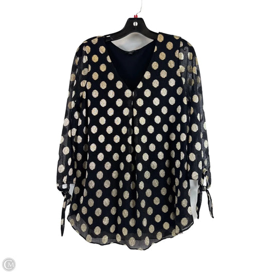Blouse Long Sleeve By Alfani In Black & Gold, Size: M