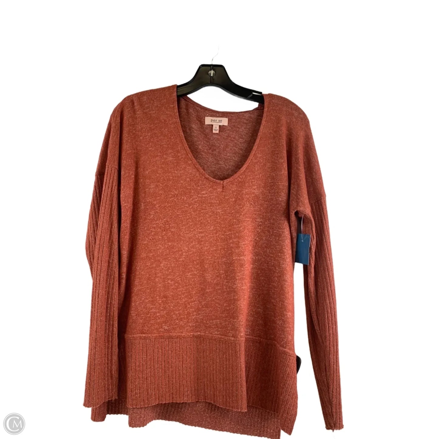 Top Long Sleeve Basic By Per Se In Orange, Size: S
