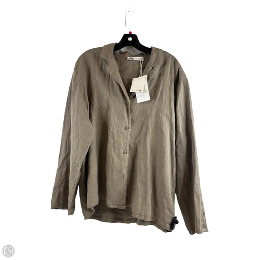 Top Long Sleeve By Zara In Taupe, Size: L