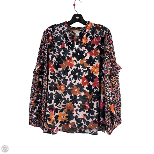 Top Long Sleeve By Christopher And Banks In Black & Orange, Size: L