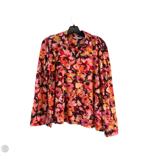Top Long Sleeve By Isaac Mizrahi Live Qvc In Orange & Pink, Size: L