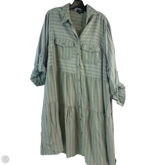 Dress Casual Midi By Velvet In Green & White, Size: 2x