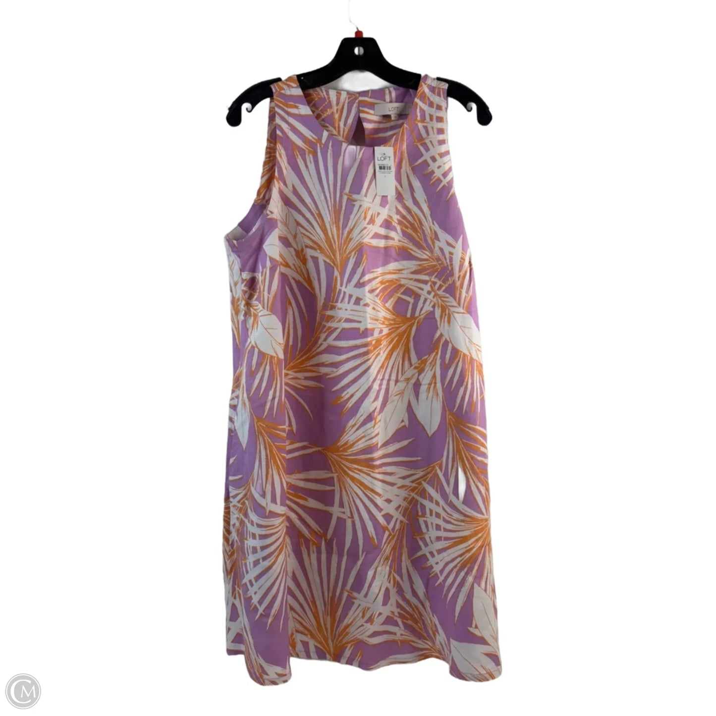 Dress Casual Midi By Loft In Pink & White, Size: L