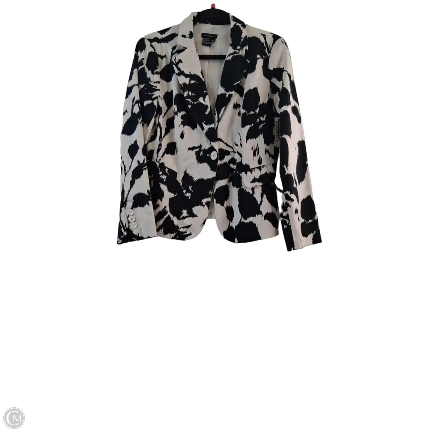 Blazer Designer By Sandro In Black & White, Size: M